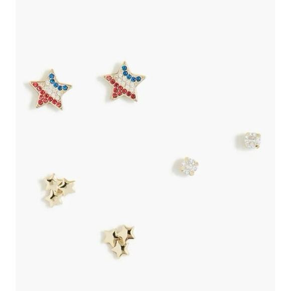 NWT J.Crew Patriotic Star Earring Set - Picture 1 of 4